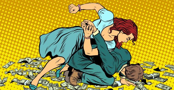 Woman Fighting Man Over Money